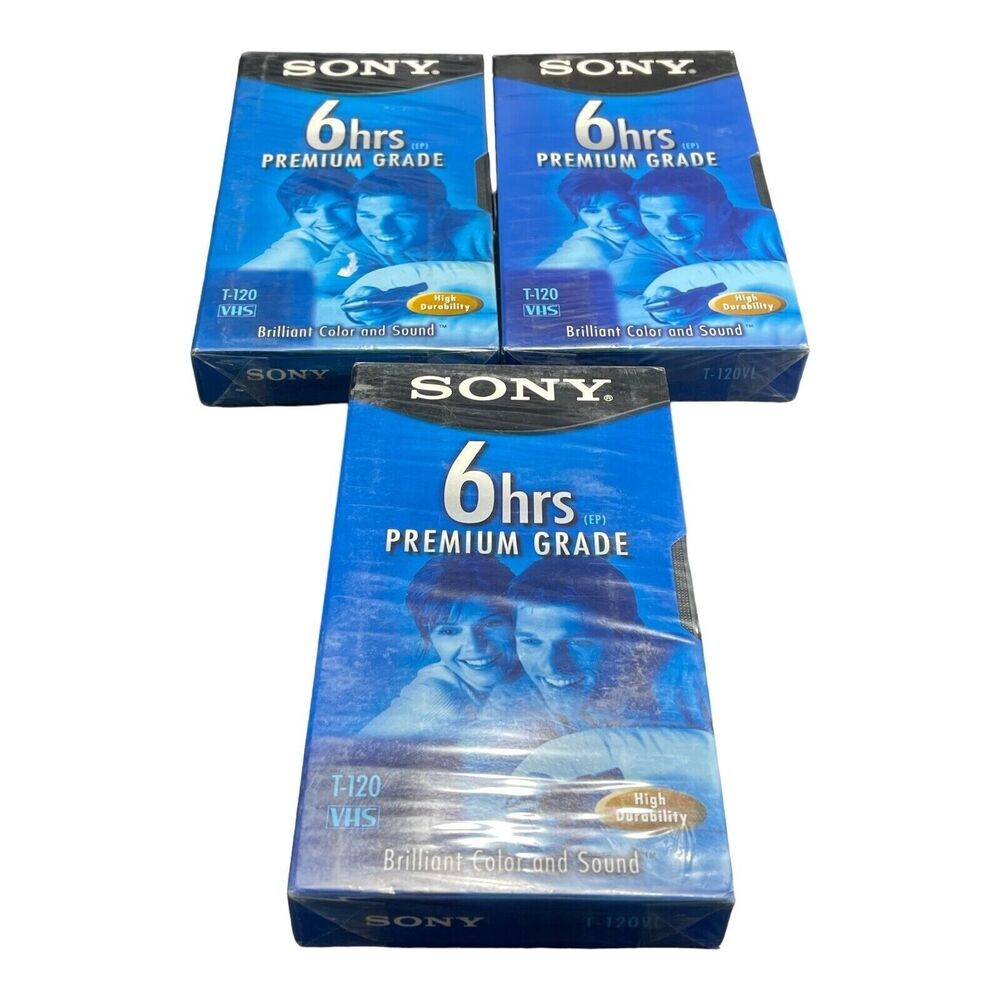 Lot Of 3 Sony Blank VHS Tape T120VL Premium Grade VHS Video Tapes